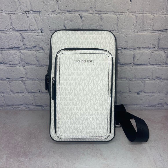 Michael Kors Cooper Slim Commuter Sling Pack Bright White - Picture 1 of 8